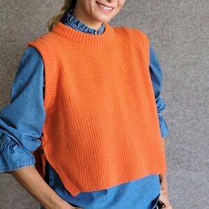 Orange Sleeveless Sweater Vest